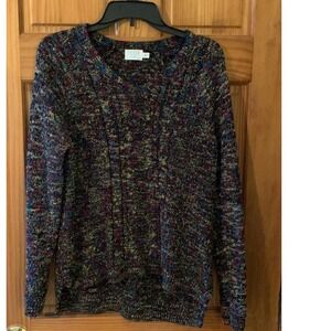 Sweater V Neck black with yellow and pink